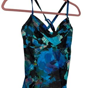 Blue, Green & Black Women’s Tankini Top